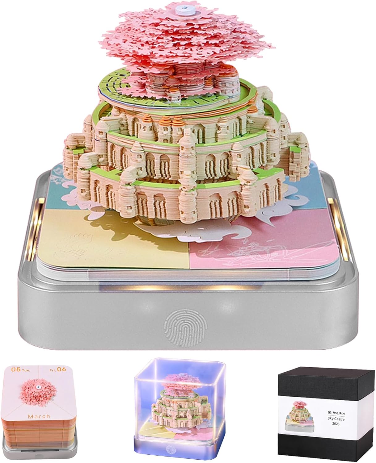 3D Memo Pad Time Piece Calendar 2026,3D Calendar Memo Pad DIY Notes Notepad Paper Craft Art Romantic Tree House