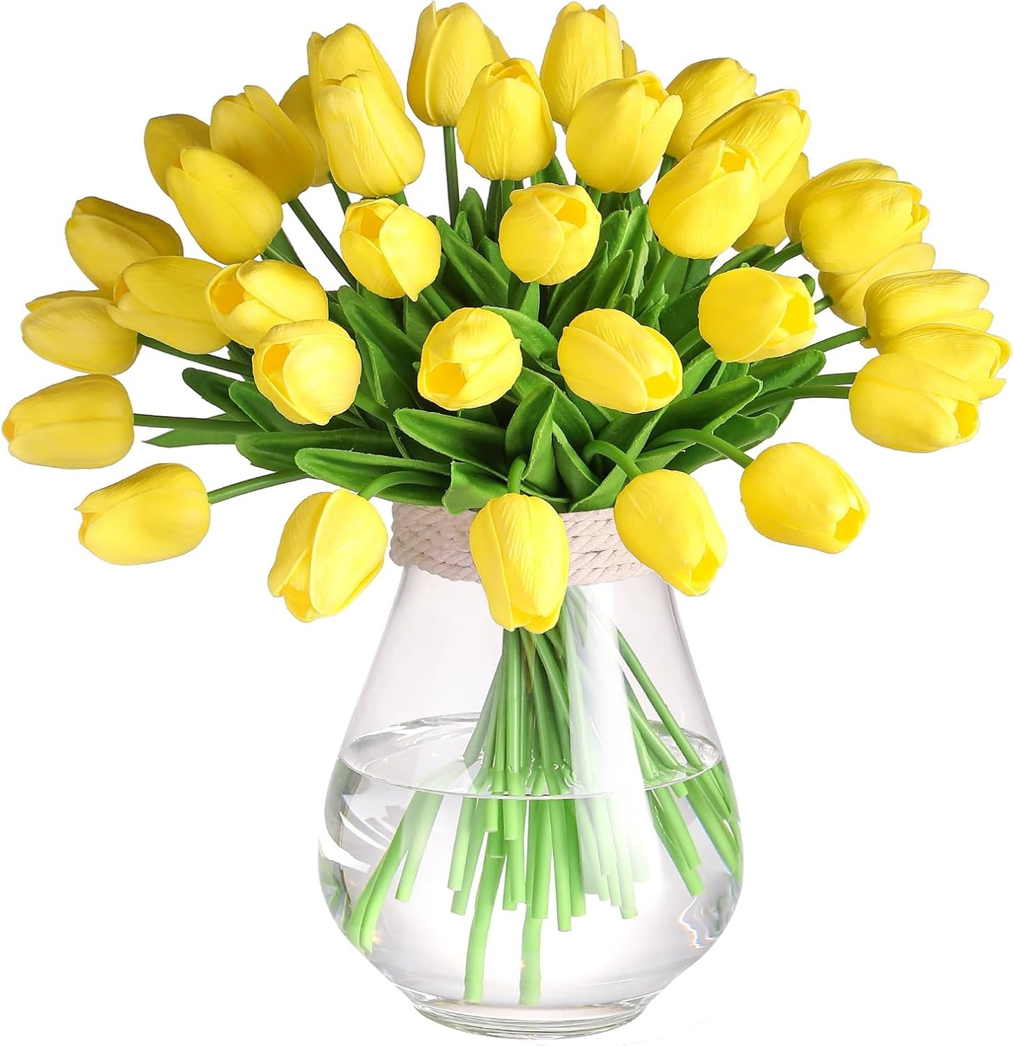 10 Pcs Artificial Tulips PU Faux Flowers, Pink Real Touch Fake Tulips for Valentine's Day Spring Easter Home Kitchen Wedding Decorations and New Year Decor
