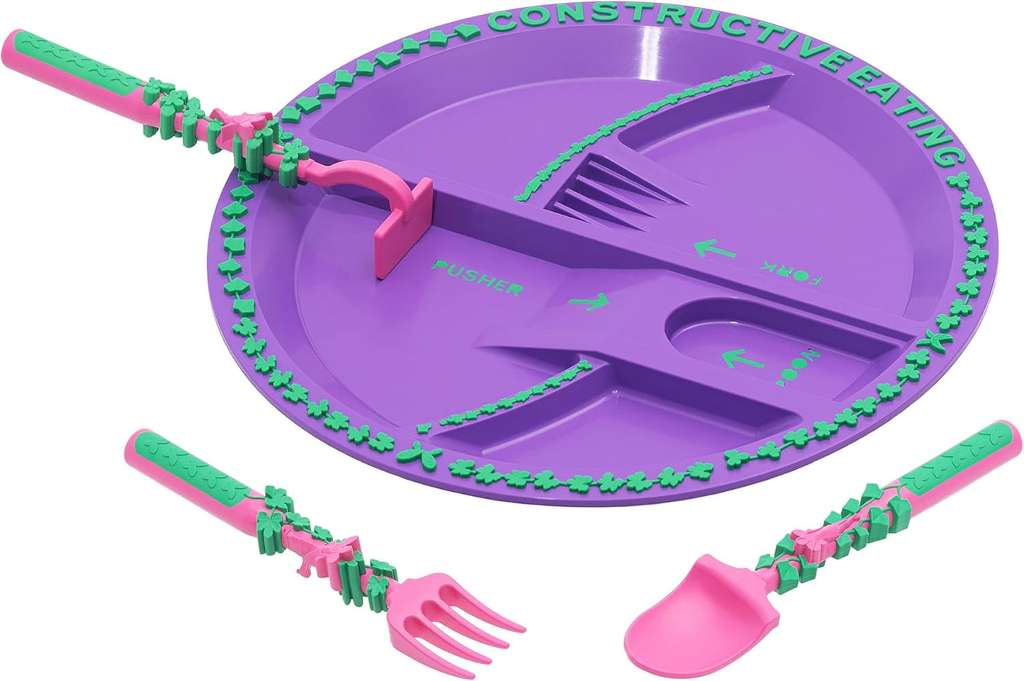 Constructive Eating Plate and Utensils Set