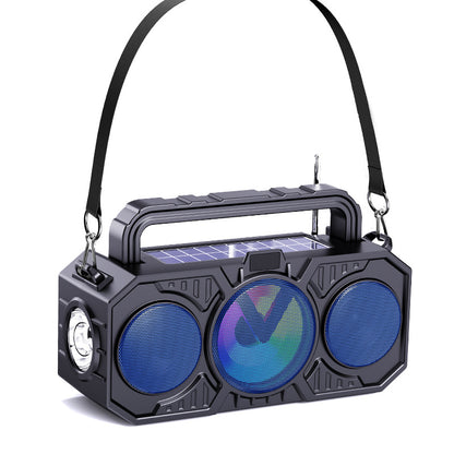 Outdoor wireless Bluetooth speaker with dual solar panels and flashlight