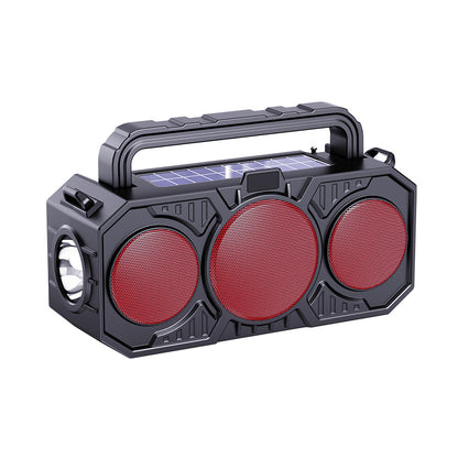Outdoor wireless Bluetooth speaker with dual solar panels and flashlight