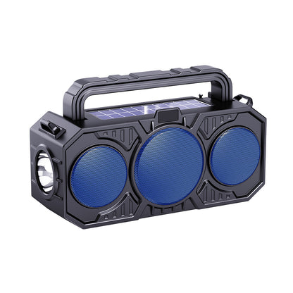Outdoor wireless Bluetooth speaker with dual solar panels and flashlight