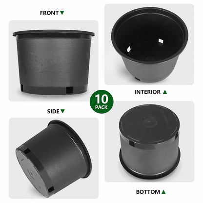 10PC Pro-Grade Heavy Duty Garden Grow Pots – Strong Root Support for Flowers, Vegetables & Seedlings