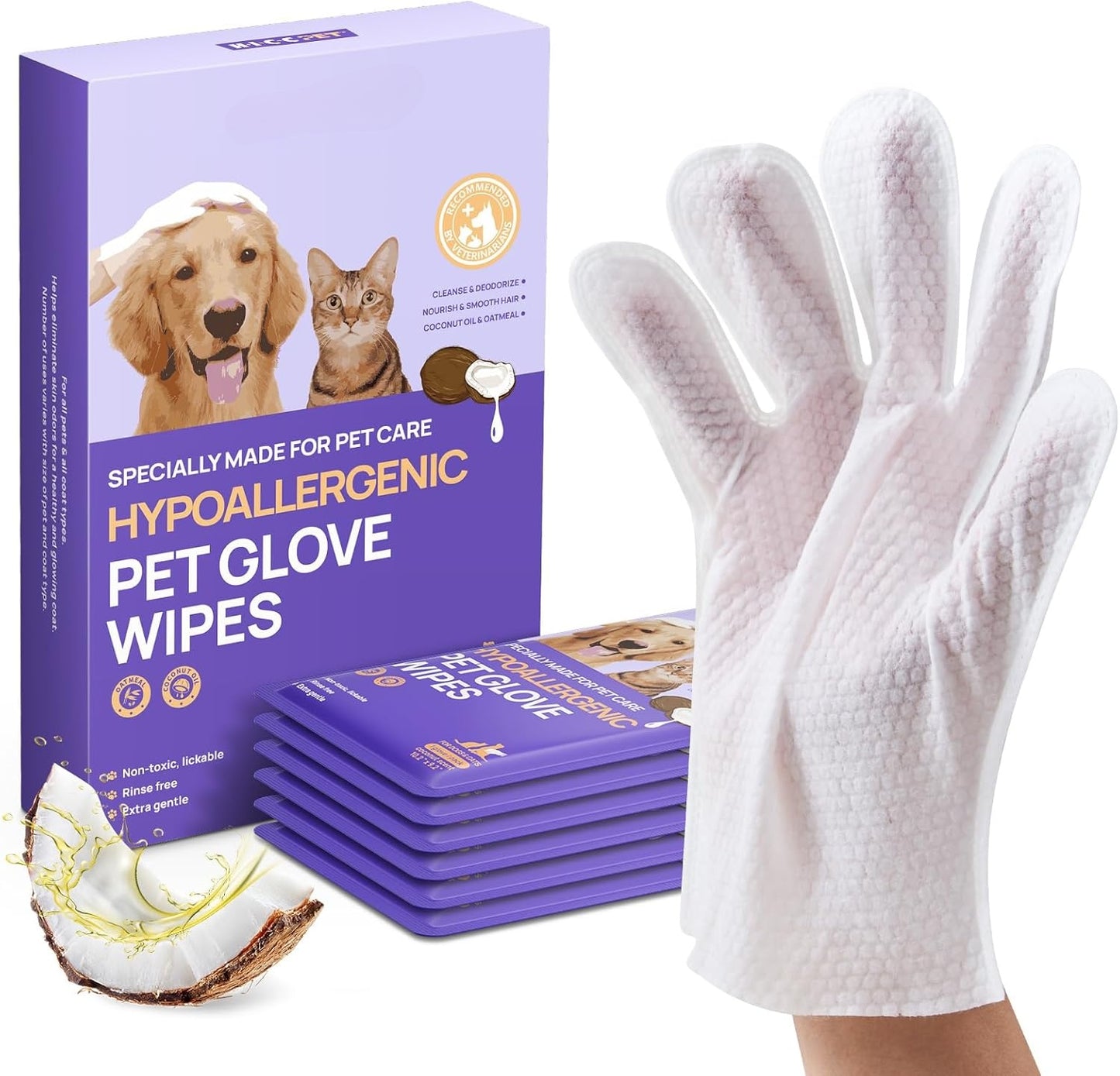 PET Cleaning Deodorizing Glove Wipes for Dogs & Cats