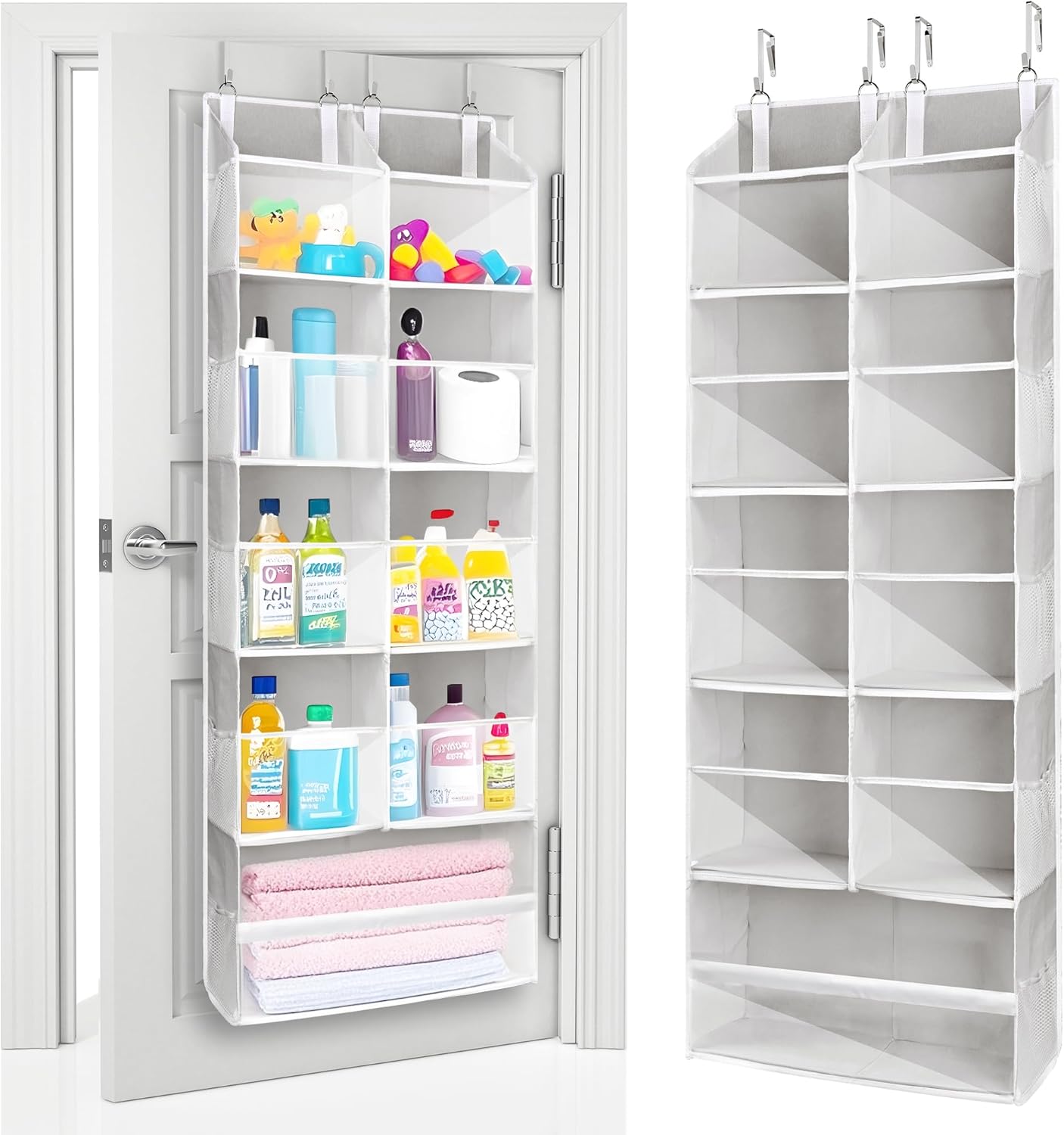 Over The Door Organizer Storage, 5 Shelf Hanging Door Organizer with 5 Large Capacity Pockets