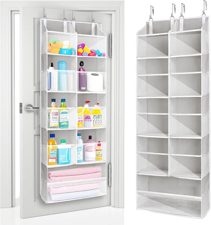 Over The Door Organizer Storage, 5 Shelf Hanging Door Organizer with 5 Large Capacity Pockets