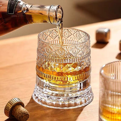 Rotating Crystal Whiskey Tumbler Glass