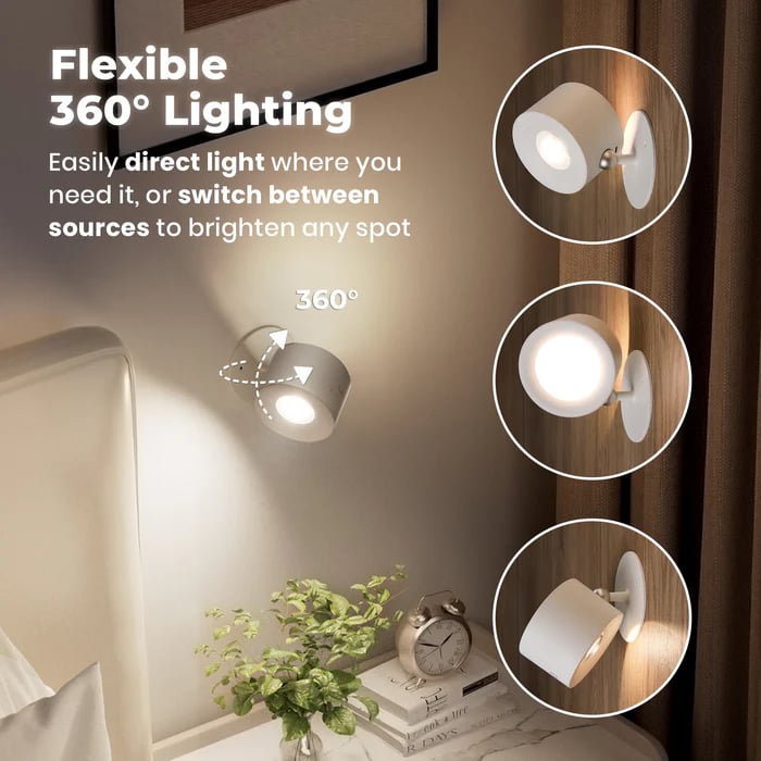 Rechargeable 360° Dual-Sided Touch Wall Lamp 2-Pack