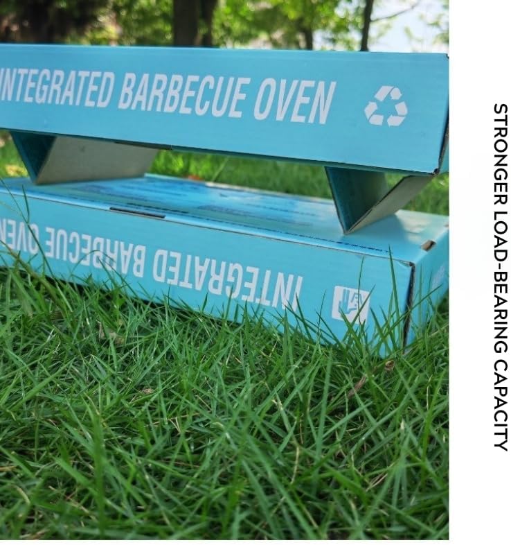 Low Smoke Charcoal Barbecue Kit for Outdoor Cooking, Picnic, Camping, Team Events – Stainless Steel Frame + Instant Lighting Paper Charcoal + 30 Pcs Round BBQ Trays (6/7/8 Inch)