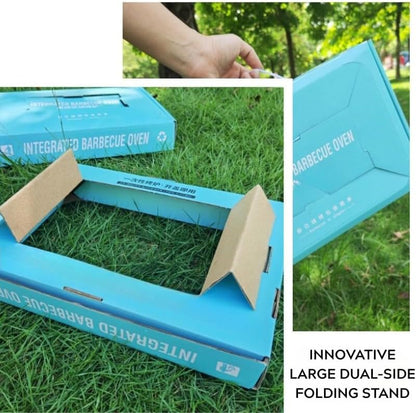 Low Smoke Charcoal Barbecue Kit for Outdoor Cooking, Picnic, Camping, Team Events – Stainless Steel Frame + Instant Lighting Paper Charcoal + 30 Pcs Round BBQ Trays (6/7/8 Inch)