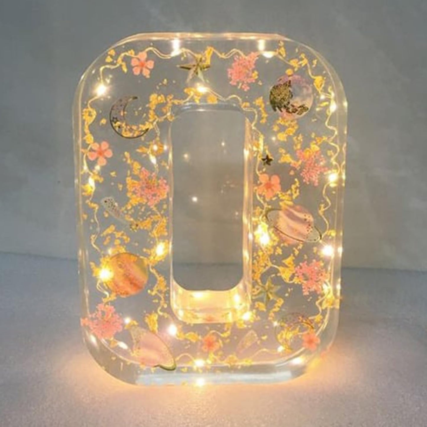 🌸 Handmade Floral Resin Letter LED Night Light ✨ (M)
