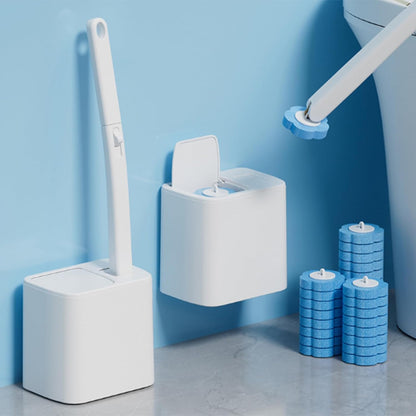 Disposable Brush with Holder & Refill Heads - Hygienic Sanitary Toilet Cleaner for Easy Cleaning, Streak-Free Fresh Bathroom, No Mess Disposable Toilet Bowl Cleaner Wand (1, Grey)