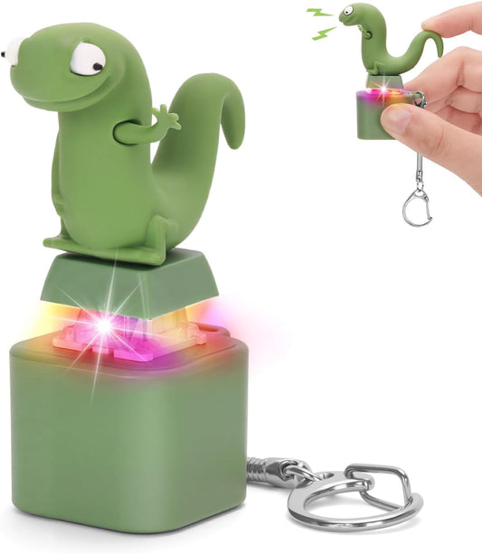 🦎 Rechargeable Lizard Fidget Keychain: LED Light & Keyboard Click Stress Relief for Anxiety, ADHD & Autism