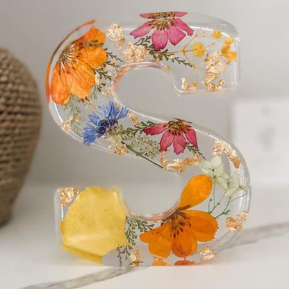 🌸 Handmade Floral Resin Letter LED Night Light ✨ (M)