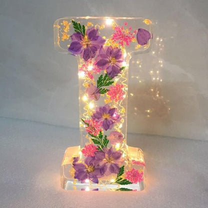 🌸 Handmade Floral Resin Letter LED Night Light ✨ (M)