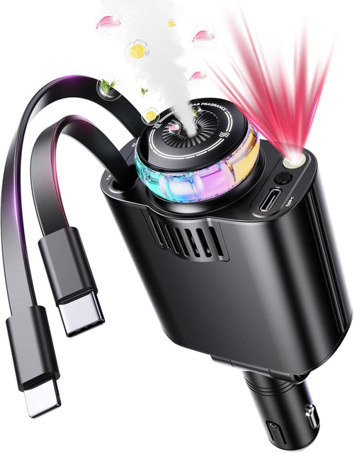 Retractable Car Charger with Starlight and Aromatherapy, 5 in 1 USB C Car Charger Adapter