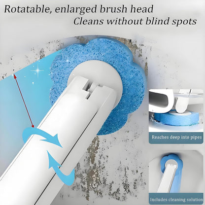 Disposable Brush with Holder & Refill Heads - Hygienic Sanitary Toilet Cleaner for Easy Cleaning, Streak-Free Fresh Bathroom, No Mess Disposable Toilet Bowl Cleaner Wand (1, Grey)