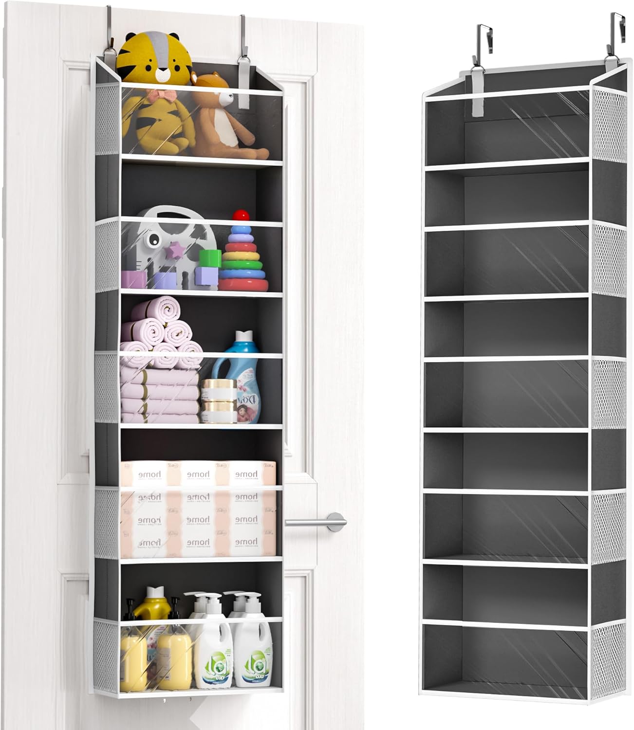 Over The Door Organizer Storage, 5 Shelf Hanging Door Organizer with 5 Large Capacity Pockets