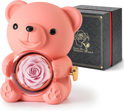 Cute Teddy Bear with Preserved Rose