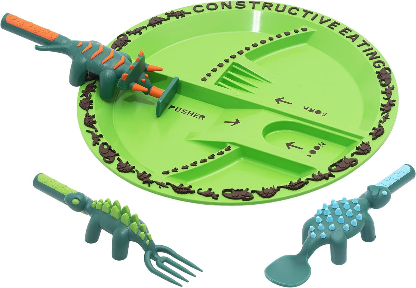 Constructive Eating Plate and Utensils Set