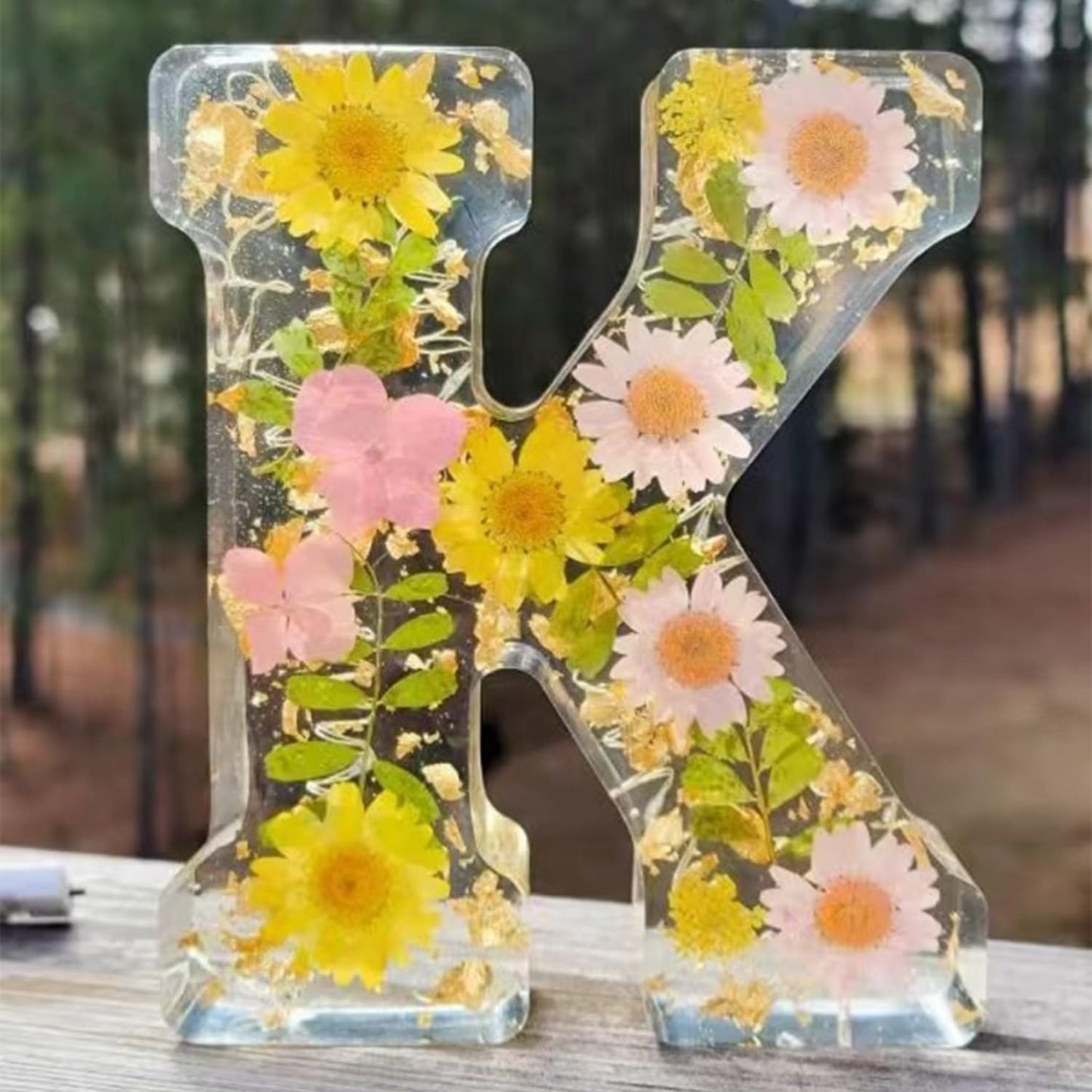 🌸 Handmade Floral Resin Letter LED Night Light ✨ (M)