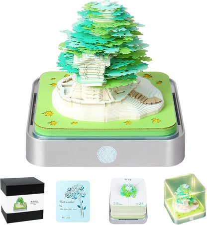 3D Memo Pad Time Piece Calendar 2026,3D Calendar Memo Pad DIY Notes Notepad Paper Craft Art Romantic Tree House