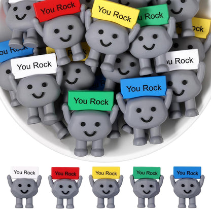 25 Pcs Mini Rubber You Rock Toys Positive Gifts You Rock Mini Miniature Figurines Decorations and Encouragement Birthday Motivational Gifts for Colleague Staff Teacher