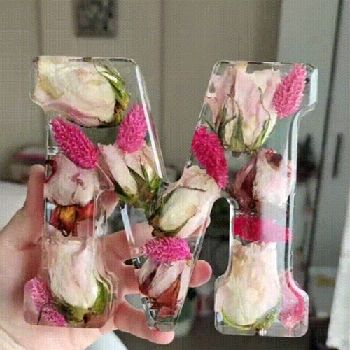 🌸 Handmade Floral Resin Letter LED Night Light ✨ (M)