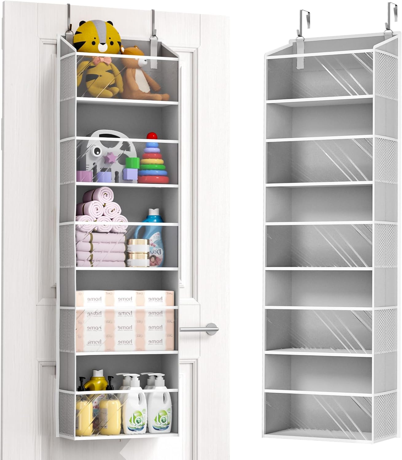 Over The Door Organizer Storage, 5 Shelf Hanging Door Organizer with 5 Large Capacity Pockets