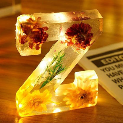 🌸 Handmade Floral Resin Letter LED Night Light ✨ (M)