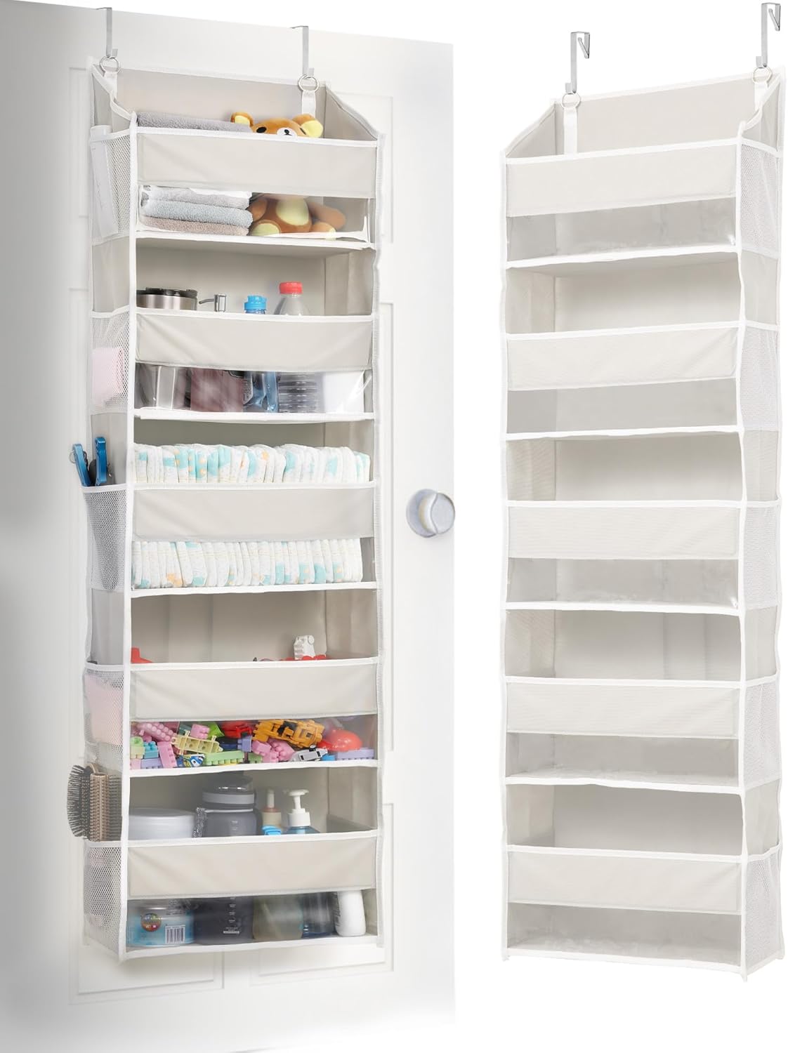 Over The Door Organizer Storage, 5 Shelf Hanging Door Organizer with 5 Large Capacity Pockets
