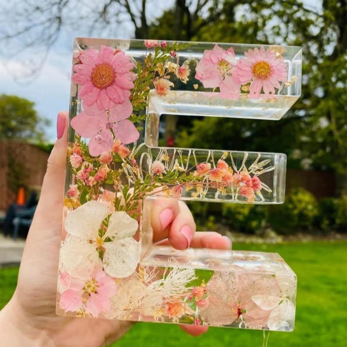 🌸 Handmade Floral Resin Letter LED Night Light ✨ (M)