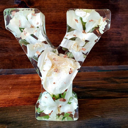 🌸 Handmade Floral Resin Letter LED Night Light ✨ (M)