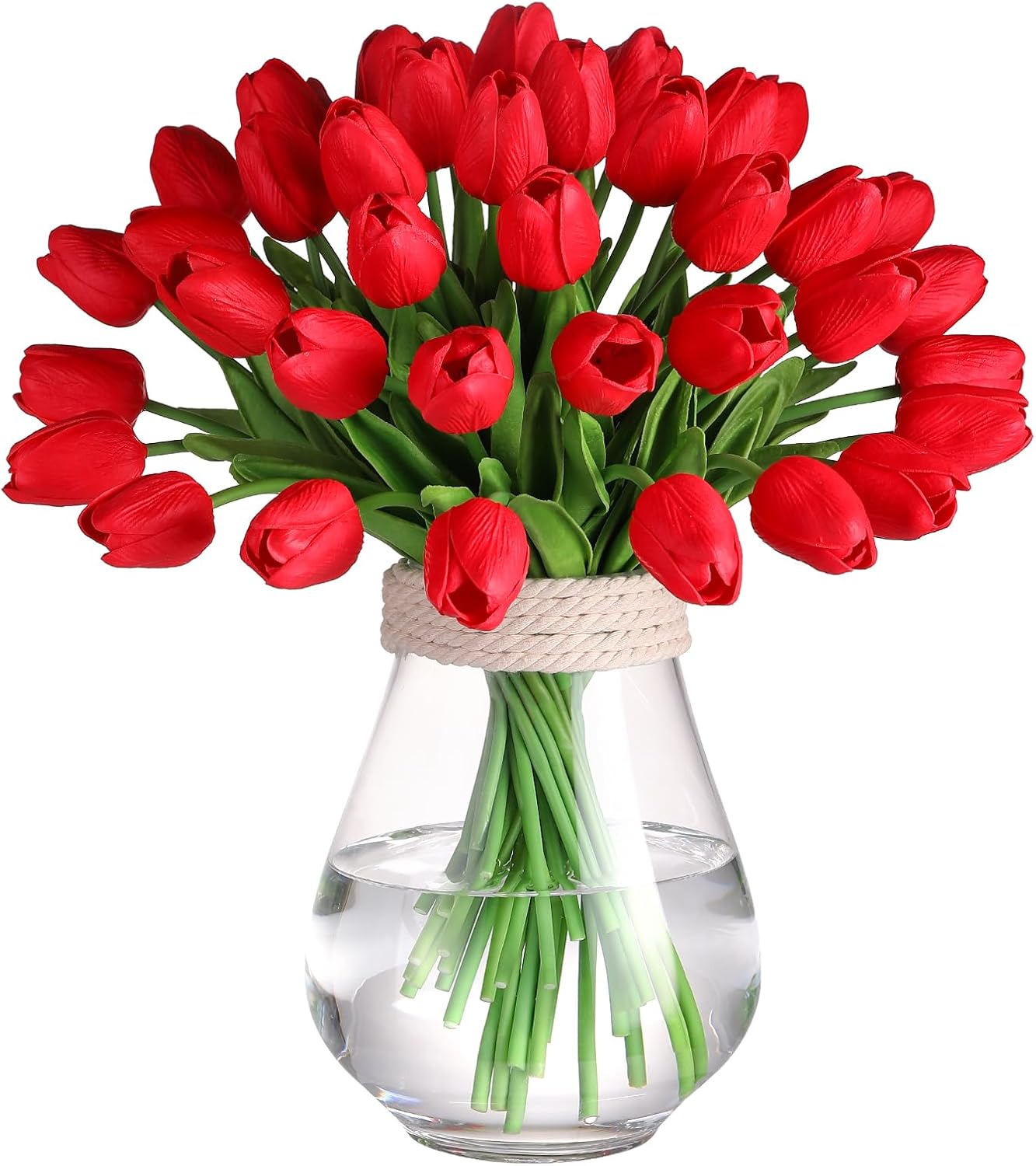 10 Pcs Artificial Tulips PU Faux Flowers, Pink Real Touch Fake Tulips for Valentine's Day Spring Easter Home Kitchen Wedding Decorations and New Year Decor