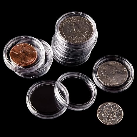 Coin Holders with Foam Gaskets – 5 Sizes (17/20/25/27/30mm) Coin Flips in Plastic Storage Case for Collectors