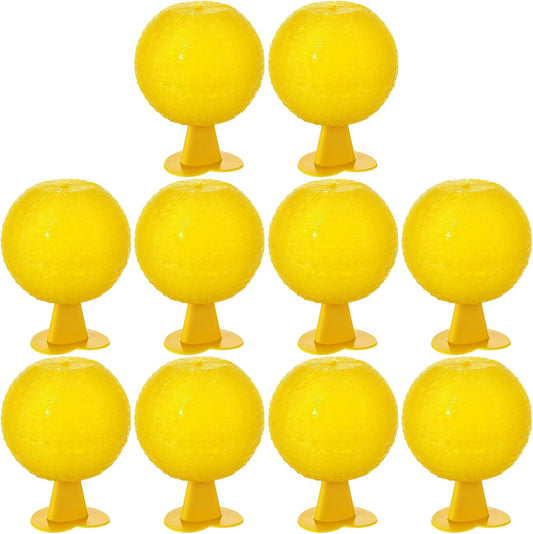 Fruit Fly Sticky Trap Balls Fungus Gnat Killer Bug Catcher Gnat Trap Insect Traps Indoor Outdoor Plant Fly Sticky Traps Ball for Fungus Plants(Yellow)