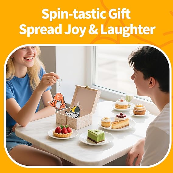 Mischief Cat Interactive Keychain Funny Wiggling Keychain with Rotating Cats Eggs Hilarious Gift for Cat Lovers