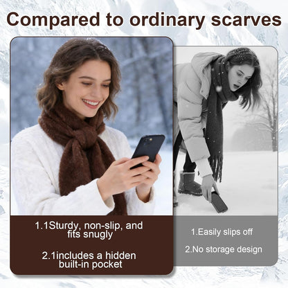 Faux Fur Scarf with Hidden Zipper Pocket