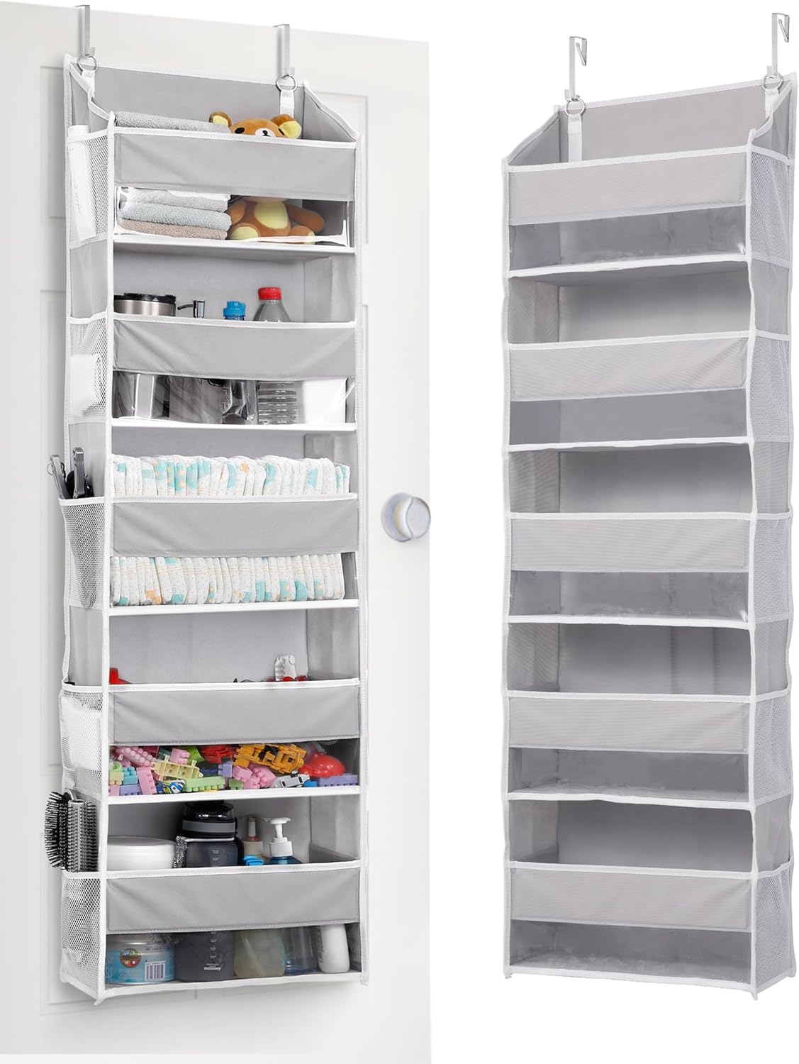 Over The Door Organizer Storage, 5 Shelf Hanging Door Organizer with 5 Large Capacity Pockets