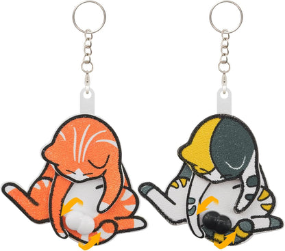 Mischief Cat Interactive Keychain Funny Wiggling Keychain with Rotating Cats Eggs Hilarious Gift for Cat Lovers