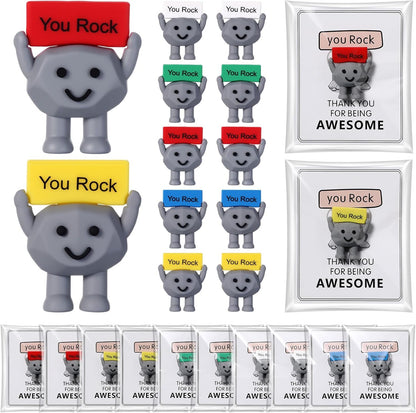 25 Pcs Mini Rubber You Rock Toys Positive Gifts You Rock Mini Miniature Figurines Decorations and Encouragement Birthday Motivational Gifts for Colleague Staff Teacher