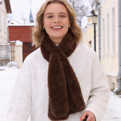 Faux Fur Scarf with Hidden Zipper Pocket