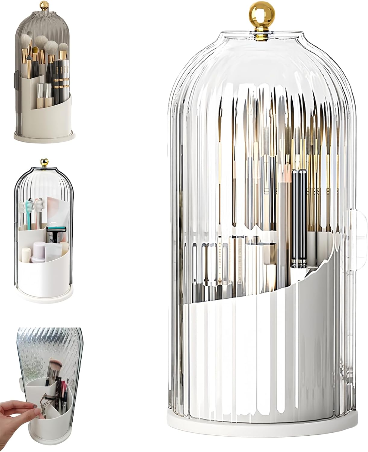 Concealed Toothbrush Holder, Rotating Bathroom Organizer Countertop