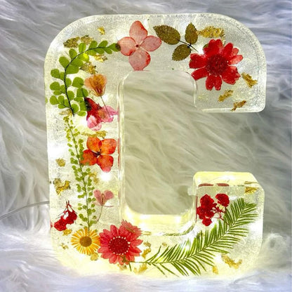 🌸 Handmade Floral Resin Letter LED Night Light ✨ (M)