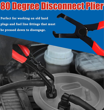 4-in-1 Fuel Line Disconnect Tool: Pliers Set with 80° Pliers, Hose Remover, 9" Fuel Filter Caliper for Auto Maintenance