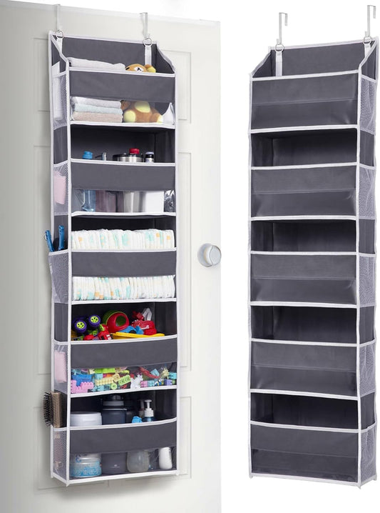 Over The Door Organizer Storage, 5 Shelf Hanging Door Organizer with 5 Large Capacity Pockets