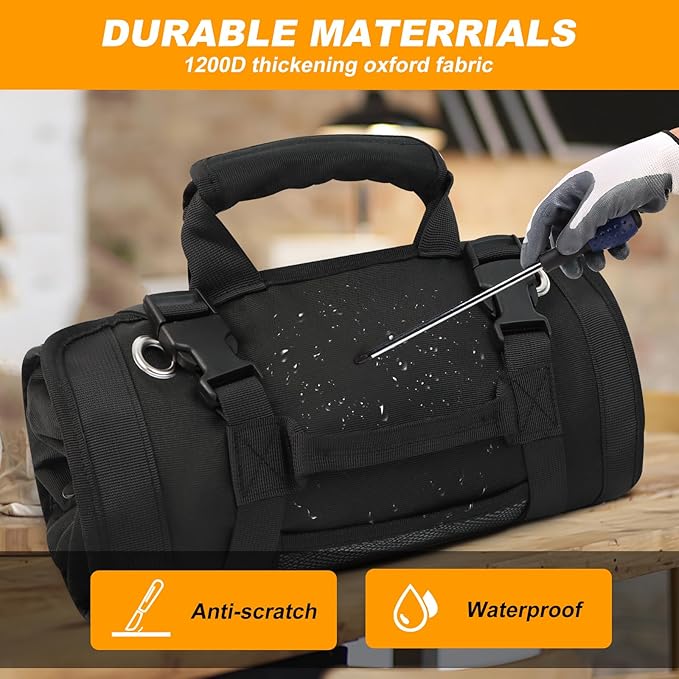 Tool Roll Bag, Small Roll Up Tool Bag with Detachable Pouches