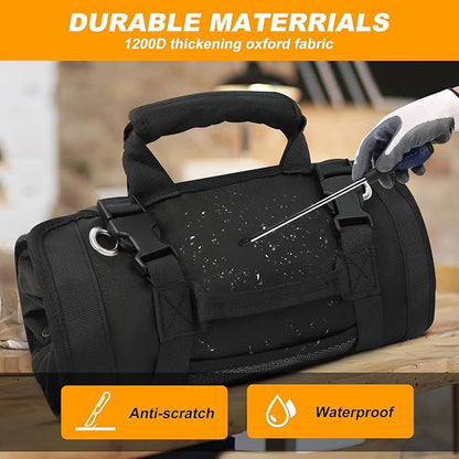 Tool Roll Bag, Small Roll Up Tool Bag with Detachable Pouches