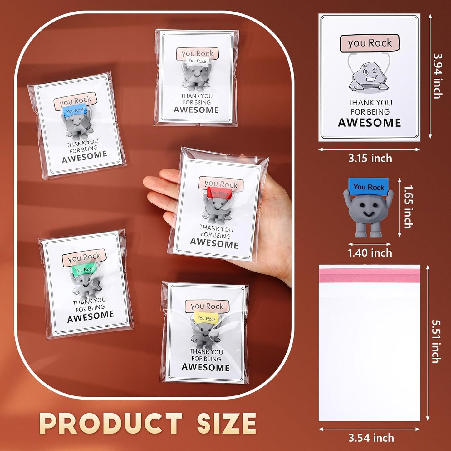 25 Pcs Mini Rubber You Rock Toys Positive Gifts You Rock Mini Miniature Figurines Decorations and Encouragement Birthday Motivational Gifts for Colleague Staff Teacher