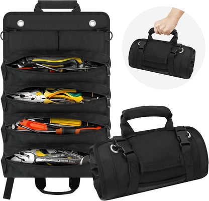 Tool Roll Bag, Small Roll Up Tool Bag with Detachable Pouches